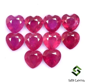 10.59 Cts Cts Natural Ruby Heart Shape Cut 6 mm Lot 10 Pcs Calibrated Gemstones - Picture 1 of 6