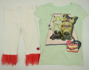Girls Naartjie Kids Crazy 8 Lot 2 Pants Graphic T-Shirt Outfit Set Size 6/7 - Picture 1 of 6