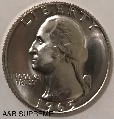 1965 SMS Washington Quarter Dollar Gem Bu Proof Like Cover