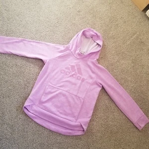 Adidas Girls Medium 10/12 Hooded Light Weight Sweatshirt. Lilac/pinkish Colored. - Picture 1 of 8