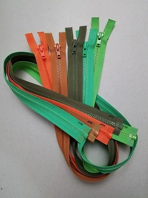 FIVE-ZIPPERS COL.MIX/Vtg YKK JAPAN/Vislon#4 Plastic Molded=32"/SEPARATING Jacket - Image 1 of 4