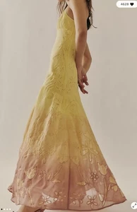 Free People Maxikleid Frühling Duschen bestickt Spitze Blumensaum ombre XL - Bild 1 von 3