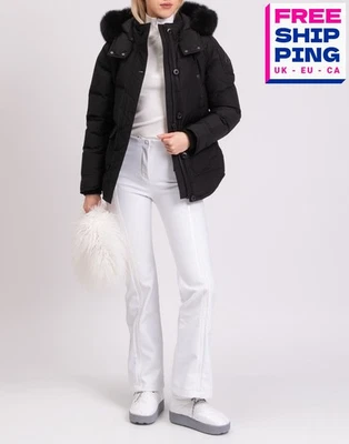 RRP €1285 MOOSE KNUCKLES Anguille Down Quilted Jacket Size S Black Fox Fur Trim - Image 1 of 4