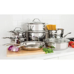 Viking 13-Piece Tri-Ply Stainless Steel Cookware Set with Glass Lids - New - Picture 1 of 4