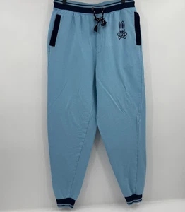 Psycho Bunny Joggers Men Medium Blue Sweatpants Elastic Drawstring Waist Pockets - Picture 1 of 12