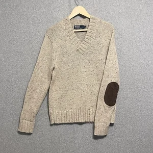 Polo Ralph Lauren Sweater Adult Sz Small Wool Alpaca Blend Elbow Patches VTG - Picture 1 of 9
