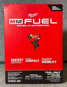 •Milwaukee 3453-20 M12 FUEL 12 V 1/4 in avvitatore a percussione esagonale senza fili strumento nudo - Foto 1 di 5