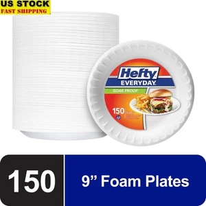 Soak Proof Disposable Foam Plates 9in 150 Count Leak Resistant Easy Cleanup New - Picture 1 of 8
