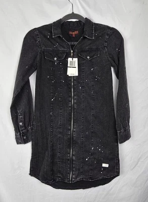 Vestido 7 For All Mankind Niñas Salpicado Negro Cremallera Completa Cambray Talla Grande Nuevo con Etiquetas  Foto 1 de 4