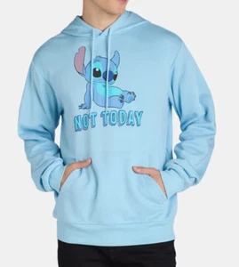 Disney Men size 2XL 58' Stitch Graphic Print Hoodie with Long Sleeves Light Blue - Picture 1 of 7