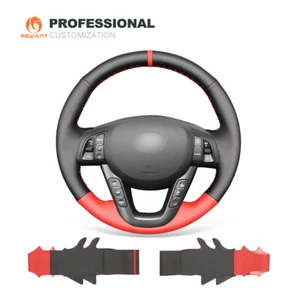 Black Red PU Leather Car Steering Wheel Cover Wrap for Kia Optima 3 2011-2013 - Bild 1 von 11