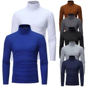 Men Tops Casual Blouse Sport Shirt Long Sleeve Pullover Stand Collar Top Warm - Picture 1 of 46