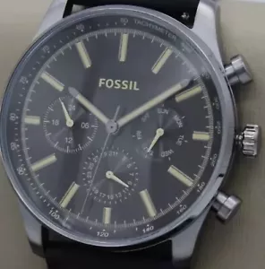 FOSSIL Sullivan graue Herren-Multifunktionsuhr, schwarzes Zifferblatt Tag Datum Silikonband - Bild 1 von 3