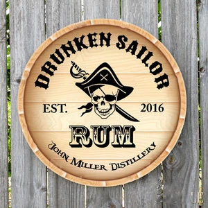 PERSONALIZED DRUNKEN SAILOR PIRATE ROUND METAL SIGN - Picture 1 of 1