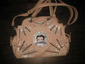 Large -Pink Leather -Betty Boop Handbag-Official License Product-14"W.X 11" - Picture 1 of 15