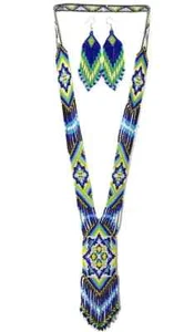 New Handmade Seed Bead Boho American Style Beaded Multi Strand Necklace Earrings - Picture 1 of 2