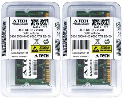 4GB 2 x 2GB DDR2 Memory RAM for DELL LATITUDE 5400 5500 6400 6500 ATG E6400 D830 - Image 1 of 2