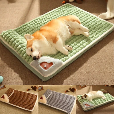 Cálida alfombrilla de invierno para perros cama grande para dormir profunda almohadilla para perreras cama para gatos con almohada Foto 1 de 4