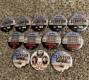 1996 Political Campaign Buttons Lot of 12 Clinton Gore Vintage 90’s RARE - Picture 1 of 6