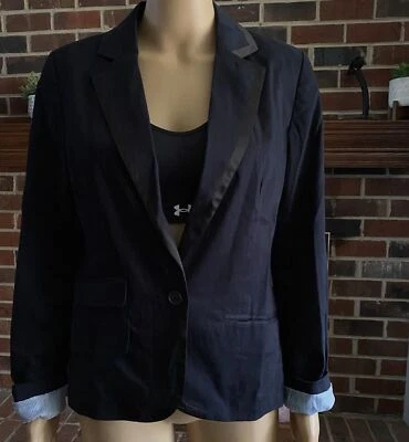 American Eagle Outfitters Womens Blazer Navy Blue one botton Size M Work Office - Image 1 of 4