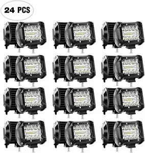 Nilight 24Pcs 4 Inch 60W LED Work Light Bar Pods Flush Mount Combo Driving Lamps - Picture 1 of 7