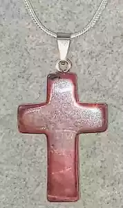 Red Jasper Cross Necklace 1.6 inch Cross Charm - Picture 1 of 11