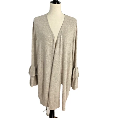 INC INTERNATIONAL CONCEPTS WOMAN PLUS 2X CASHMERE BLEND OATMEAL CARDIGAN - Image 1 of 4