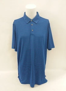 ASHWORTH Two-Tone Blue Striped Golf Polo Shirt Mens Size XL - Picture 1 of 4