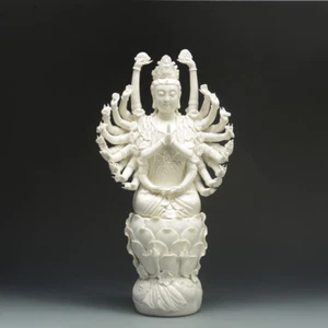 16" Dehua Porcelain 1000 Arms Avalokiteshvara Kwan-yin Guanyin Goddess Statue - Picture 1 of 9