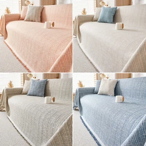 Jacquard Throw Sofa Cover w/ Tasel Edge Textured Washable Sectional Couch Cover - Picture 1 of 40