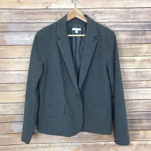 New York & Co Blazer Womens 16 Gray One Button Notched Collared Solid Lined - Picture 1 of 8