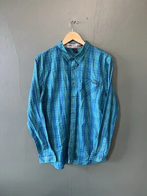 Oakley Mens Blue Plaid Long Sleeve Button Up Single Pocket Size Large - Image 1 of 3