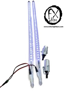 PAIR 4FT quick disconnect WHITE LED light whip SXS ATV UTV 4 wheeler RZR TERYX - Picture 1 of 4