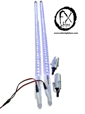 PAIR 4FT quick disconnect WHITE LED light whip SXS ATV UTV 4 wheeler RZR TERYX - Image 1 of 4