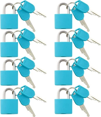 Small Mini Durable ABS Cover Brass Body Individually Keyed Padlock 8pc Blue - Image 1 of 4