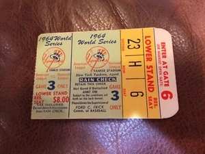 1964 world series ticket Stub game 3 Yankees cardinals mantle hr passes Ruth - Picture 1 of 2