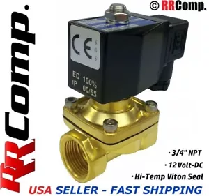 3/4" npt 12-Volt DC Brass Electric Solenoid Valve, Seal: (Viton) - Picture 1 of 10