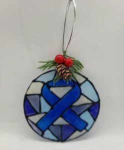 Cinta azul de conciencia adorno de Navidad artritis, cáncer de colon, abuso infantil - Imagen 1 de 9