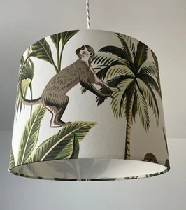 Lampshade Natural Monkey Palm Tree Drum Light Shade - Picture 1 of 12