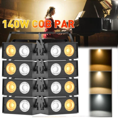 8PCS 140W COB LED Par Light DMX Stage DJ Audience Blinder Light Warm +Cool White - Image 1 of 4