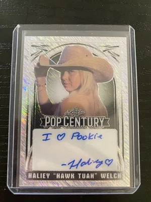 2024 Leaf Pop Century Silver Haliey Hawk Tuah Welch /99 Auto Autograph Refractor - Image 1 of 2