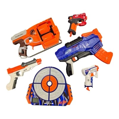 Nerf Lot of 5 Guns Ruccus Zombie Flipfury Elite Mega with Target Tested Work - Image 1 of 4