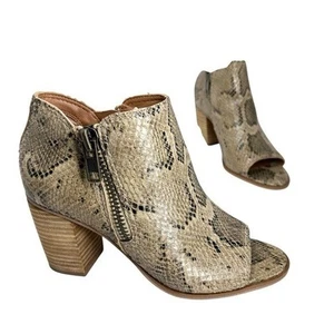 Lucky Brand Women's Joseleen Peep Toe Booties Natural/Snake Size 8.5M - Picture 1 of 16