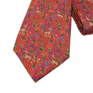 Corbata de seda Metropolitan Museum of Art para hombre 62” roja verde unicornio floral ancha nueva - Imagen 1 de 3
