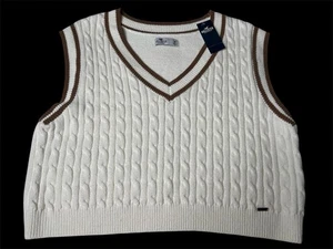 Maglione Hollister donna classico preppy casual ritagliato maglia cavo scollo a V gilet M - Foto 1 di 7