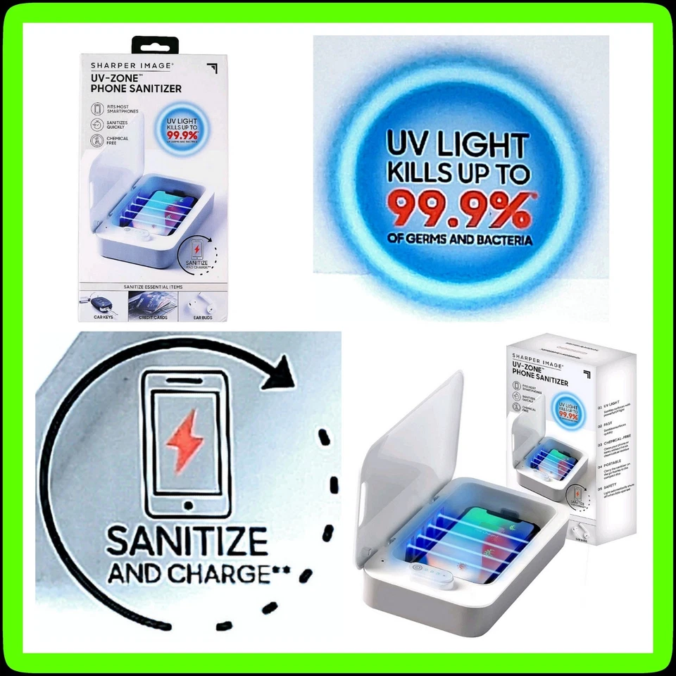 Genuine Sharper Image UV-Zone Phone Sanitizer Disinfect PST01106 31527 White