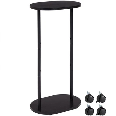 Narrow Side Table, 2-Tier Oval Drink End Table with Wheels for Living Room, S  - Image 1 of 4