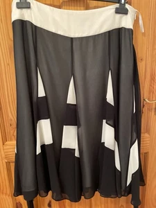 COAST BLACK CREAM LINED PANELS DETACHABLE BELT SKIRT UK 16 - Picture 1 of 7