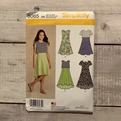 Simplicity 8065 Sewing Pattern Princess Seam Fit Flare Dress Girls Sz 8-16 UNCUT - Image 1 of 3