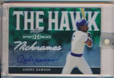2018 LEAF SPORTS HEROES NICKNAMES GREEN /5 AUTO ANDRE DAWSON CUBS